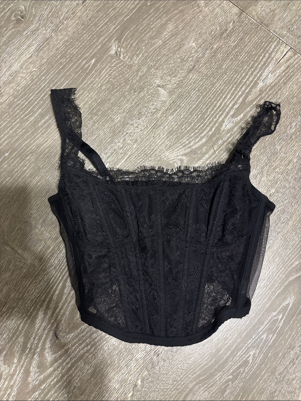 Victoria's Secret Black Lace Bustier Crop Top